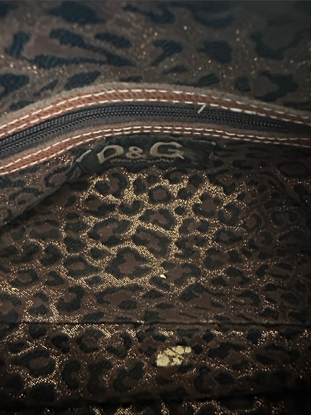 Vintage Dolce Gabana Brown Leather Bag With Leopard Print Trim - Picture 7 of 8
